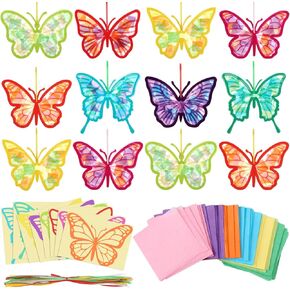 Eersida 32 PCS St. Patrick's Suncatchers Paper Craft Set DIY Shamrock Four Leaf Clover على شكل زجاج ملونًا مجموعات ورق من الأنسجة الزجاجية المجمعة لأنشطة الفصول الدراسية النافذة الفنية.