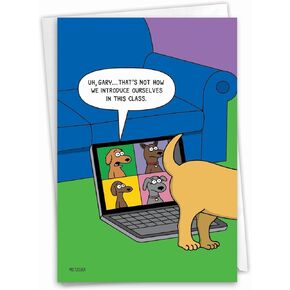 NobleWorks - 1 Funny Animal Card for Birthdays - Pet Cat and Dog Humor, Birthday Notecard with Envelope - Dog Butt Zoom C9606BDG