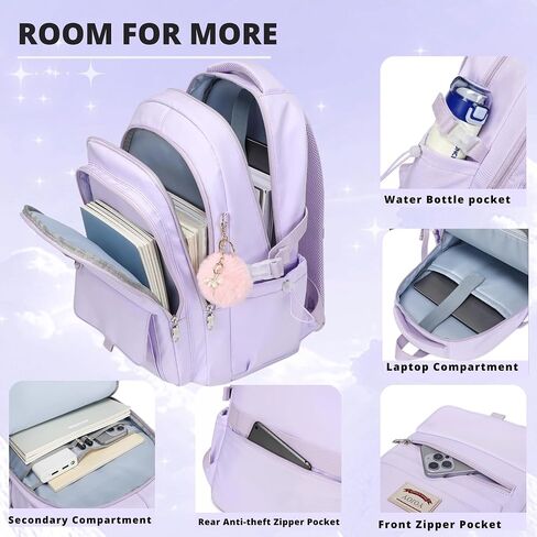 Laptop Backpack 15.6 Inch College Backpacks for Women, School Backpack for Girls,Students Aesthetic Anti Theft Travel Daypack Large Bookbags Middle High School Back Pack(Beige) in Saudi Arabia