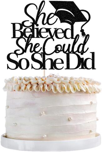 She Believed She Could So She Did Cake Topper,2025 Graduation Cake Topper,Graduation Decorations for Girls,2025 High School/College/University Graduation (black) in Saudi Arabia