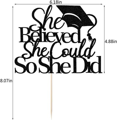 She Believed She Could So She Did Cake Topper,2025 Graduation Cake Topper,Graduation Decorations for Girls,2025 High School/College/University Graduation (black) in Saudi Arabia