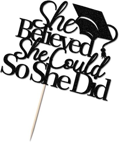 She Believed She Could So She Did Cake Topper,2025 Graduation Cake Topper,Graduation Decorations for Girls,2025 High School/College/University Graduation (black) in Saudi Arabia