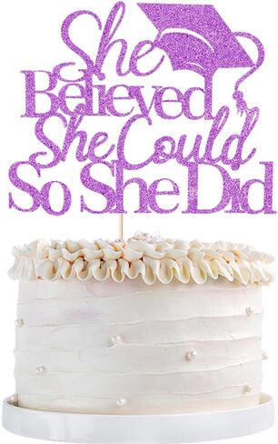She Believed She Could So She Did Cake Topper,2025 Graduation Cake Topper,Graduation Decorations for Girls,2025 High School/College/University Graduation (black) in Saudi Arabia