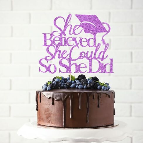 She Believed She Could So She Did Cake Topper,2025 Graduation Cake Topper,Graduation Decorations for Girls,2025 High School/College/University Graduation (black) in Saudi Arabia