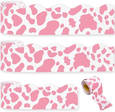 Whaline 98.4ft Cow Print Bulletin Board Borders 3 Sizes Black White Cow Die-Cut Bulletin Board Stripes Rolled Bulletin Board Trim for Cow Party Birthday School Classroom Office Chalkboard Decor in Saudi Arabia
