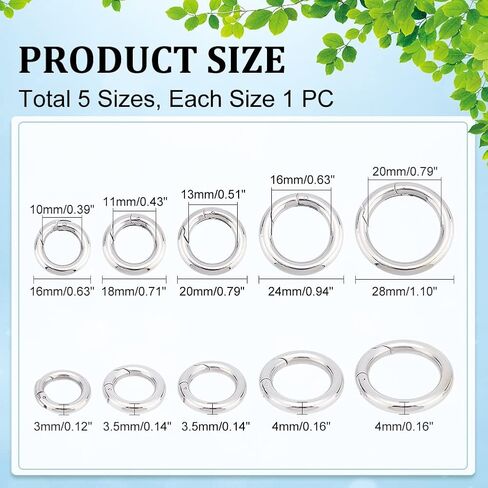 UNICRAFTALE 4pcs 4 Sizes Spring Gate Rings Stainless Steel Key Rings Carabiner Lock Clasps Connector Keychain Ring Round Snap Clasps Metal Spring Gate Rings for Jewelry Making Bag Purse Handbag Strap in Saudi Arabia