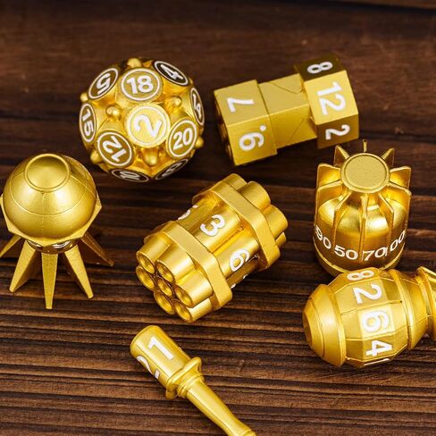 UDIXI Metal DND Dice Set RPG Polyhedral 7-Die Metal Dice Set D&D Bomb Shaped Cool Design with Leather Pouch for Role Playing Games Dungeons and Dragons and Other Tabletop Game （Ancient Bronze） in Saudi Arabia