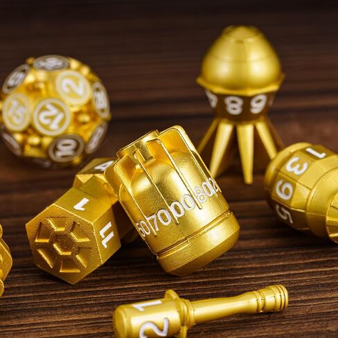 UDIXI Metal DND Dice Set RPG Polyhedral 7-Die Metal Dice Set D&D Bomb Shaped Cool Design with Leather Pouch for Role Playing Games Dungeons and Dragons and Other Tabletop Game （Ancient Bronze） in Saudi Arabia