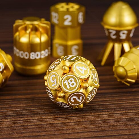 UDIXI Metal DND Dice Set RPG Polyhedral 7-Die Metal Dice Set D&D Bomb Shaped Cool Design with Leather Pouch for Role Playing Games Dungeons and Dragons and Other Tabletop Game （Ancient Bronze） in Saudi Arabia