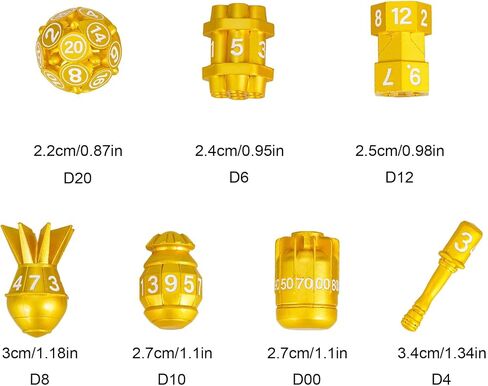 UDIXI Metal DND Dice Set RPG Polyhedral 7-Die Metal Dice Set D&D Bomb Shaped Cool Design with Leather Pouch for Role Playing Games Dungeons and Dragons and Other Tabletop Game （Ancient Bronze） in Saudi Arabia