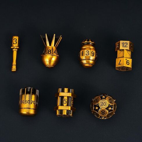 UDIXI Metal DND Dice Set RPG Polyhedral 7-Die Metal Dice Set D&D Bomb Shaped Cool Design with Leather Pouch for Role Playing Games Dungeons and Dragons and Other Tabletop Game （Ancient Bronze） in Saudi Arabia