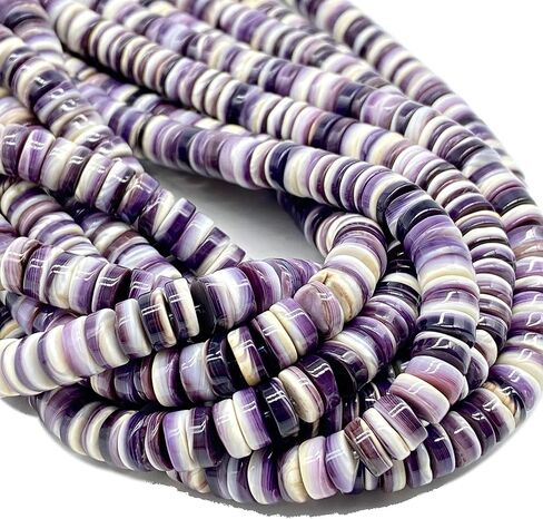 ABCGEMS 2-Tone Lavender Wampum Shell Beads - Atlantic Coast of USA - NY, MA, RI, CT, NJ, DE (America's First Currency from 1637-1673) Native American Style Rondelle Heishi 10mm (Half Strand) in Saudi Arabia