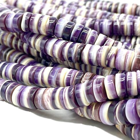 ABCGEMS 2-Tone Lavender Wampum Shell Beads - Atlantic Coast of USA - NY, MA, RI, CT, NJ, DE (America's First Currency from 1637-1673) Native American Style Rondelle Heishi 10mm (Half Strand) in Saudi Arabia