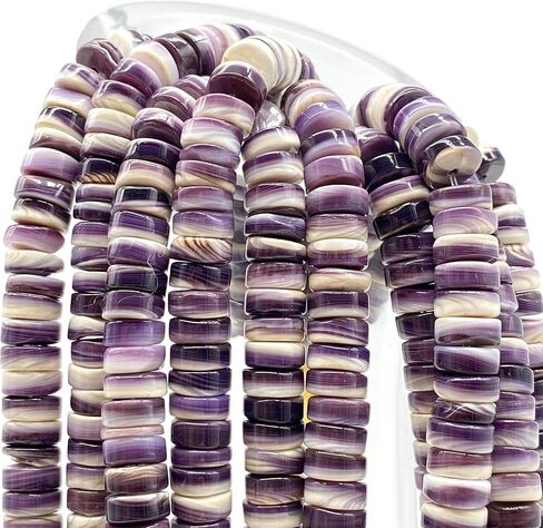 ABCGEMS 2-Tone Lavender Wampum Shell Beads - Atlantic Coast of USA - NY, MA, RI, CT, NJ, DE (America's First Currency from 1637-1673) Native American Style Rondelle Heishi 10mm (Half Strand) in Saudi Arabia