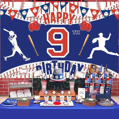 Baseball 9th Birthday Party Decorations - Large Sport Themed Banner for Boys & Teens in Kuwait