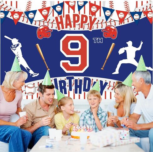 Baseball 9th Birthday Party Decorations - Large Sport Themed Banner for Boys & Teens in Kuwait