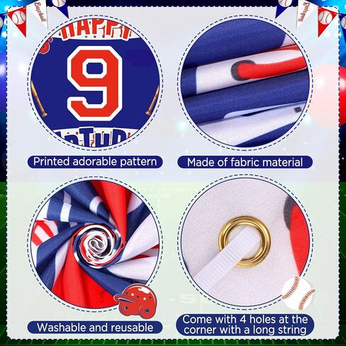 Baseball 9th Birthday Party Decorations - Large Sport Themed Banner for Boys & Teens in Kuwait