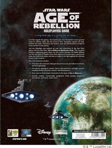 Edge Studio Star Wars Age of Rebellion Core Corebook | لعبة لعب الأدوار | لعبة الاستراتيجية | لعبة المغامرة للبالغين والأطفال | الأعمار 14+ | 2-8 لاعبين | متوسط ​​وقت اللعب 1 ساعة | صنع in Kuwait