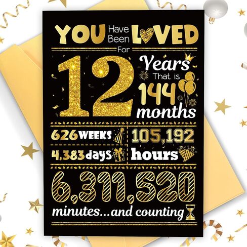 12th Birthday Card, TSVATE Gift For 12 Year Old Boy, 12th Birthday Decorations For Boys 12 Birthday Card For Son, Girls, Grandson, Nephew, Daughter, Brother, 12th Birthday Gifts for or Teen Girls 12 Bday in Saudi Arabia