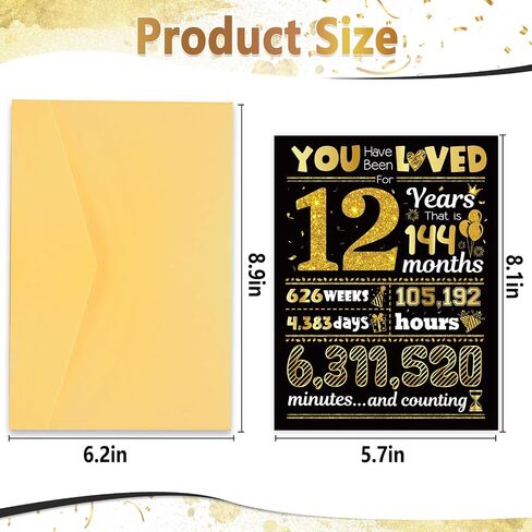 12th Birthday Card, TSVATE Gift For 12 Year Old Boy, 12th Birthday Decorations For Boys 12 Birthday Card For Son, Girls, Grandson, Nephew, Daughter, Brother, 12th Birthday Gifts for or Teen Girls 12 Bday in Saudi Arabia