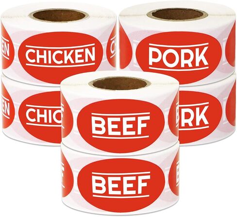 Chicken Stickers - 1.75 x 1 Inch Chicken Meat Food Labels in Bright Red for Restaurant Deli Food Truck Meat Markets Supermarket Grocery Store Meal Menu Choice Package Stickers - 300 Labels/Roll in Kuwait