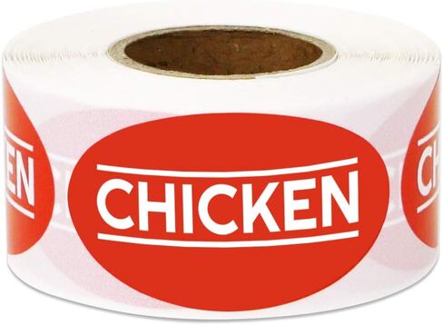 Chicken Stickers - 1.75 x 1 Inch Chicken Meat Food Labels in Bright Red for Restaurant Deli Food Truck Meat Markets Supermarket Grocery Store Meal Menu Choice Package Stickers - 300 Labels/Roll in Kuwait