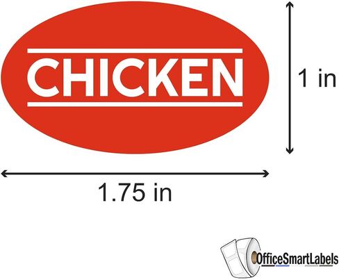 Chicken Stickers - 1.75 x 1 Inch Chicken Meat Food Labels in Bright Red for Restaurant Deli Food Truck Meat Markets Supermarket Grocery Store Meal Menu Choice Package Stickers - 300 Labels/Roll in Kuwait