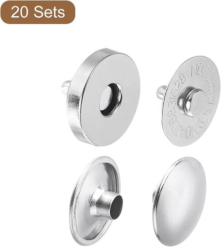UXCELL 20 مجموعات الزر SNAPS المغناطيسي ، 18 × 4 مم/0.71 "x0.16" clasps magnetic clasps magnetic base مكونات القاعدة ومجموعة الغطاء لمحفظة ديي حقيب ديي ، الذهب ، الذهب in Saudi Arabia
