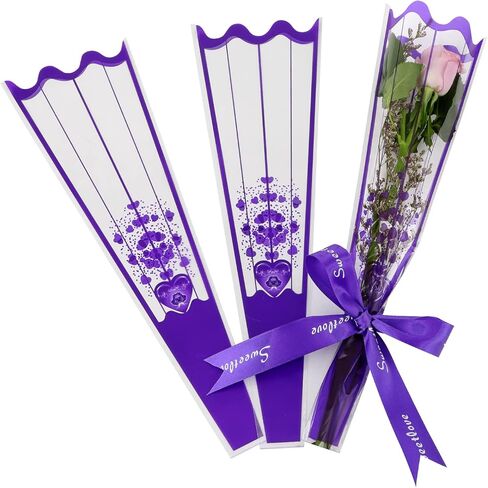 غلاف وردي واحد صافي زهرة باقة الأكمام ترتيب الأزهار لوازم لفائكة الأكياس 100 تهم in Kuwait