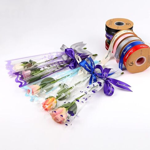 غلاف وردي واحد صافي زهرة باقة الأكمام ترتيب الأزهار لوازم لفائكة الأكياس 100 تهم in Kuwait