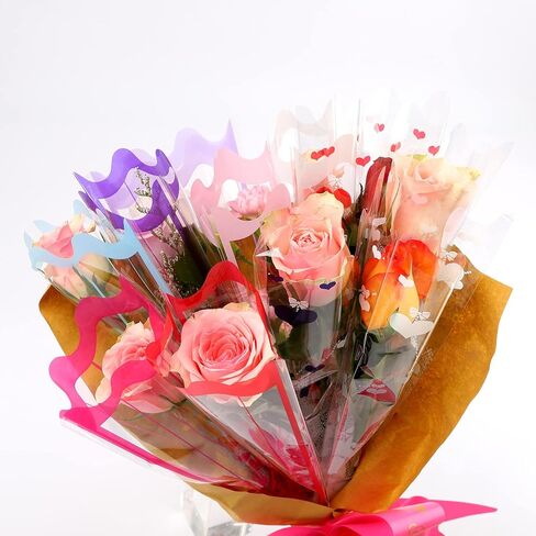 غلاف وردي واحد صافي زهرة باقة الأكمام ترتيب الأزهار لوازم لفائكة الأكياس 100 تهم in Kuwait