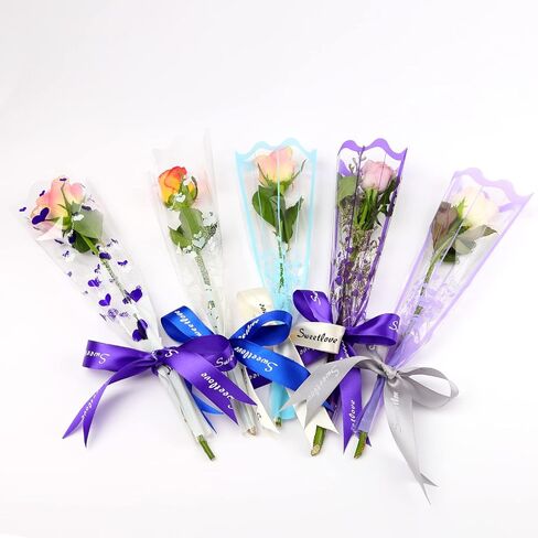 غلاف وردي واحد صافي زهرة باقة الأكمام ترتيب الأزهار لوازم لفائكة الأكياس 100 تهم in Kuwait