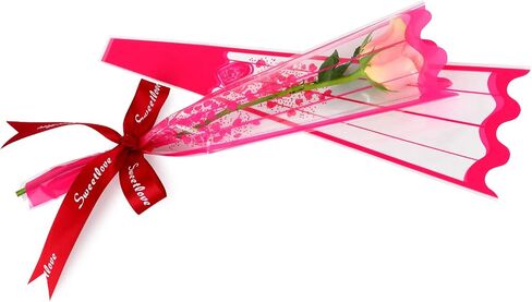 Single Rose Sleeve Clear Flower Bouquet Sleeve Floral Arrangement Supplies Wrap Bags 100 Counts White love in Saudi Arabia