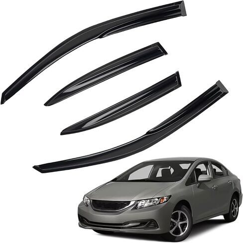 4pcs JDM 3D Wavy MU Style Window Visors Compatible with 2007-2011 Honda CR-V CRV, Front+Rear Left+Right Outside Mount Type Dark Smoke Tint Tape-On Side Sun Rain Guards Set of 4 in Saudi Arabia