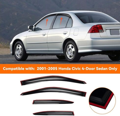 4pcs JDM 3D Wavy MU Style Window Visors Compatible with 2007-2011 Honda CR-V CRV, Front+Rear Left+Right Outside Mount Type Dark Smoke Tint Tape-On Side Sun Rain Guards Set of 4 in Saudi Arabia