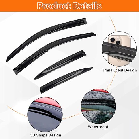 4pcs JDM 3D Wavy MU Style Window Visors Compatible with 2007-2011 Honda CR-V CRV, Front+Rear Left+Right Outside Mount Type Dark Smoke Tint Tape-On Side Sun Rain Guards Set of 4 in Saudi Arabia
