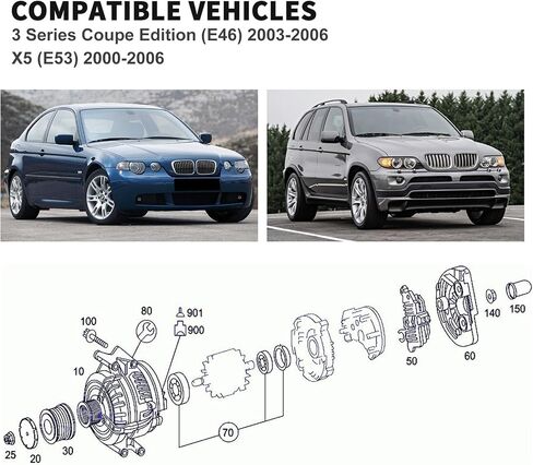 المولد لسيارات BMW M5 M6 V10 5.0L 2006-2010 أخاديد البكرة 6، استبدال 12317836592 12317834160 in Kuwait