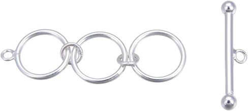 2 Sets Adabele Authentic 925 Sterling Silver Adjustable Toggle Clasp 3 Round Ring T-Bar Closure Hypoallergenic Nickel Free for DIY Jewelry Making SS375-1 in Kuwait