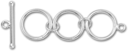 2 Sets Adabele Authentic 925 Sterling Silver Adjustable Toggle Clasp 3 Round Ring T-Bar Closure Hypoallergenic Nickel Free for DIY Jewelry Making SS375-1 in Kuwait