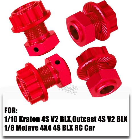 RC 17mm Aluminum Wheel Hex Extended Wheel Hub Drive with Anti-dust Cap Nuts Upgrades Part for1/10 Kraton 4S V2 BLX,Outcast 4S V2 BLX,1/8 Mojave 4X4 4S BLX RC Car,Black in Kuwait