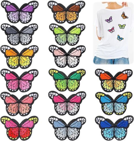 15pcs بقع الفراشة الحديد المطرزة على البقع ، والخياطة الحديد متعددة الألوان على بقع زينة للملابس ، والجينز ، والقبعات ، ومشاريع DIY in Kuwait