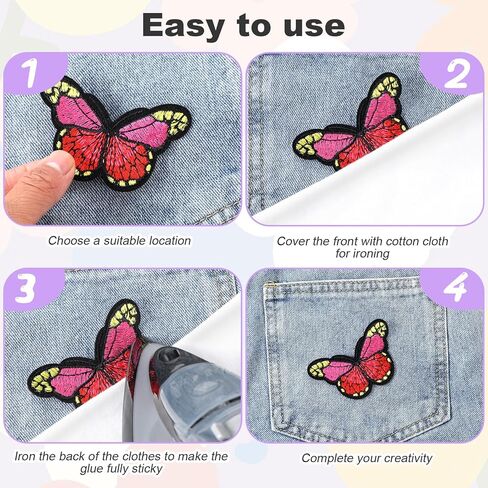 15pcs بقع الفراشة الحديد المطرزة على البقع ، والخياطة الحديد متعددة الألوان على بقع زينة للملابس ، والجينز ، والقبعات ، ومشاريع DIY in Kuwait