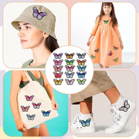 15pcs بقع الفراشة الحديد المطرزة على البقع ، والخياطة الحديد متعددة الألوان على بقع زينة للملابس ، والجينز ، والقبعات ، ومشاريع DIY in Kuwait