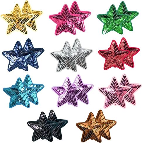 Benkyo 22Pcs Sequin Star Patches Blue Iron On Star Iron On Patches Embroidery Fabric Iron On Star Patches for Clothes Caps Hats Jeans Crafts （Blue） in Kuwait