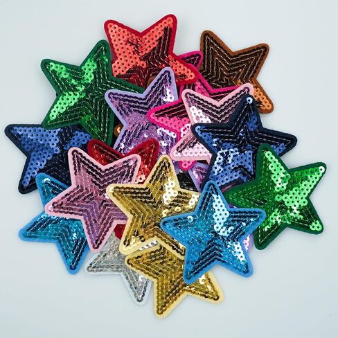 Benkyo 22Pcs Sequin Star Patches Blue Iron On Star Iron On Patches Embroidery Fabric Iron On Star Patches for Clothes Caps Hats Jeans Crafts （Blue） in Kuwait
