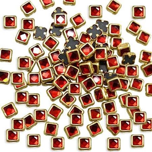 Embroidery Point Kundan Stones Beads Flat Back Glue On Rhinestones for Jewellery Making Kit 500 Pcs Square Shape for Multi-Purpose Craft Work (Red) in Saudi Arabia