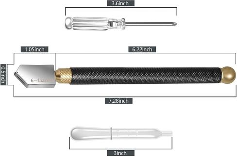Glass Cutter Tool Set 2mm-20mm Pencil Style Oil Feed Carbide Tip with 2 Bonus Blades and Screwdriver in Saudi Arabia