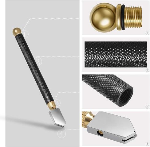 Glass Cutter Tool Set 2mm-20mm Pencil Style Oil Feed Carbide Tip with 2 Bonus Blades and Screwdriver in Saudi Arabia