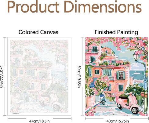 JATOK Paint by Numbers Kit for Adults Beginners, Landscape DIY Easy Acrylic Oil Painting by Numbers on Canvas, Paint-by-Numbers Drawing Kits for Gift Home Wall Decor Without Frame 16x20in in Saudi Arabia