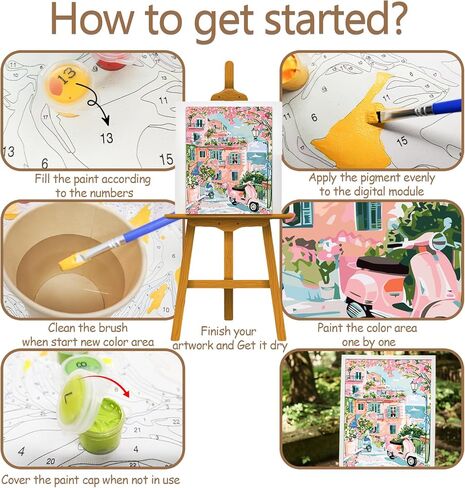 JATOK Paint by Numbers Kit for Adults Beginners, Landscape DIY Easy Acrylic Oil Painting by Numbers on Canvas, Paint-by-Numbers Drawing Kits for Gift Home Wall Decor Without Frame 16x20in in Saudi Arabia